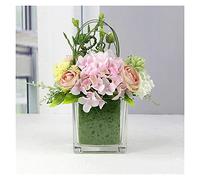 EYRMQWJPC decoración del hogar Flores Artificiales de Seda de 11,42 Pulgadas, hortensias de Seda Amarillas con Tallos y Hojas.