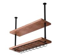 EYRMQWJPC Estantes flotantes de Madera, Estante Colgante de Techo Metal y Madera con Separador Dos Niveles, Varios tamaños(120x25x70cm)