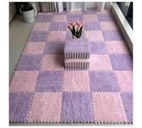 EYRMQWJPC Losetas de moqueta de Felpa con diseño Entrelazado Pack of 20 Interlocking Foam Carpet Tiles Play Mat Area Rug with Edgings Multicolor Multiple Sizes(Pink+Purple,12x12inch)