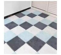 EYRMQWJPC Losetas de moqueta de Felpa con diseño Entrelazado Pack of 36 12x12x0.4in Plush Carpet Interlocking Foam Puzzle Floor Mat Multicolor(Gray+White+Blue)