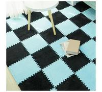 EYRMQWJPC Losetas de moqueta de Felpa con diseño Entrelazado Pack of 50 Plush Interlocking Foam Carpet Tiles 30x30x1cm Multicolor(Light Blue+Black)