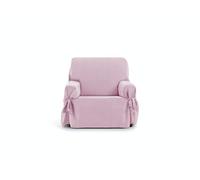 Eysa Levante Funda de sillón 1 Plaza con Lazos, para sillones de 80 cm-120 cm Respaldo orientativamente (Unos 55 cm - 60 cm de sentada del sillón), Fabricado en España, Color 02 Rosa.