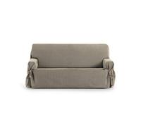 Eysa Rabat Funda de sofá 2 plazas con Lazos, para sofás de 140cm a 180 cm orientativamente (Unos 120 cm de sentada), Visón.