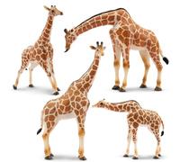 EYSCOTA Juego de 4 figuras de jirafa, figuras realistas de animales salvajes con jirafa y ternero, decoración para niños y niños pequeños a partir de 3 años