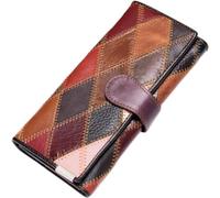 Eysee Monedero pequeño de piel auténtica para mujer, con botón de presión y cremallera, modo 4-d, M, moderno