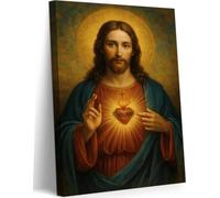 Eysintum Lienzo decorativo para pared, diseño de corazón sagrado de Jesús, diseño religioso de la Divina Misericordia para dormitorio, sala de estar, sala de oración, listo para colgar, 30,5 x 40,6 cm