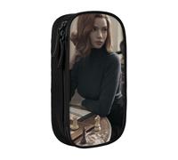 EYTFYZGL Anya Taylor-Joy - Estuche con estampado geométrico de moda, compartimentos con cremallera de doble capa para estudiantes y profesionales, multicolor, Estilo europeo y americano, retro