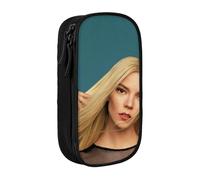 EYTFYZGL Anya Taylor-Joy - Estuche para lápices para oficina y escuela, bolsa de tela Oxford con cremallera con 5 ranuras para bolígrafos y 3 bolsillos de malla (logotipo personalizado), multicolor