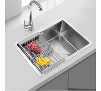 EYTFYZGL Fregadero de Cocina Cuadrado de Acero Inoxidable de un Solo Seno bajo encimera con Cesta, 54 x 44 cm