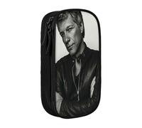 EYTFYZGL Jon Bon Jovi - Estuche para lápices para niños y adultos, poliéster duradero con 5 soportes para bolígrafos y organizador de malla (lavable), multicolor, Estilo europeo y americano, retro
