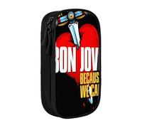 EYTFYZGL Jon Bon Jovi - Estuche para lápices para oficina y escuela, bolsa de tela Oxford con cremallera con 5 ranuras para bolígrafos y 3 bolsillos de malla (logotipo personalizado), multicolor