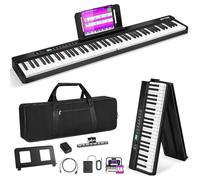 EYTSE Piano plegable de 88 teclas, teclado plegable semipesado, piano eléctrico portátil de tamaño completo con BT, USB MIDI, pedal de sostenido y bolso para principiantes y adultos