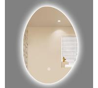 EYTVYUWPT Espejo De Baño LED con Forma De Lágrima, Moderno Asimétrico Sin Marco con Iluminación De 3 Colores, Antivaho E Interruptor Táctil Inteligente(3 Color,40x60cm)