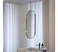 EYUIOPLM Espejo suspendido de Techo Ovalado, Espejo de baño de Pasillo suspendido montado en la Pared, Acero Inoxidable Cepillado, Espejo de Maquillaje de tocador for Entrada de Hotel(50x70cm)