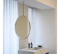 EYUIOPLM Espejo suspendido de Techo Redondo con Acero Inoxidable Cepillado, Espejo de baño de Pasillo suspendido montado en la Pared, Espejo de Maquillaje de tocador, for Entrada de Hotel(50 * 50cm)