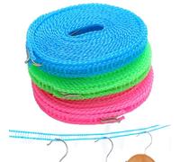 EYVRPAU 3 piezas Cuerda Tendedero Exterior antideslizante,Cuerda para Tender Ropa Exterior,Cuerdas Tendedero Exterior,Rope,Tendedero Portatil para Hotel,Viajes,Patio (3M) (Verde+Azul)