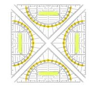 EYVRPAU 4 Uds Escuadra y Cartabón Set con Mango, Pequeño Flexible, 2 Funciones Regla Triángulo Geométrico para Estudiantes Dibujo Técnico de Plástico (14cm)