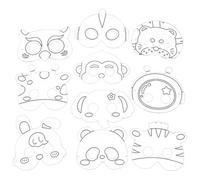 EYVRPAU Máscara Blanca para Pintar, 10 Piezas Máscaras Animales en Cartulina Blanco para Colorear Niños Masks con Cuerdas Elásticas para DIY Decorar Fiesta Cumpleaños Regalo