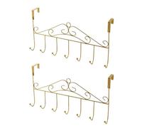 Eywlwaar Ganchos dorados para colgar sobre la puerta, 7 perchas, estante de metal decorativo pesado para uso doméstico, sombreros, abrigos, llaves, bolsos, ropa, bufandas, ganchos (dorado)