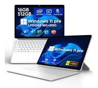 EYY Laptop con pantalla táctil 2 en 1 de 14 pulgadas, Intel N100 (hasta 3.40 GHz), 16 GB LPDDR5 512 GB SSD Windows Tablet, 16:10 1920 x 1200, WiFi 6, BT5.2, HDMI, Windows 11 Pro, teclado