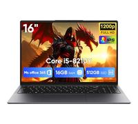 EYY Procesador Core i5 de 16 pulgadas, portátil de 16 GB de RAM, 512 GB SSD, pantalla FHD 16:10 de 1920 x 1200, portátil con teclado retroiluminado, WiFi, BT5.0, RJ45, HDMI