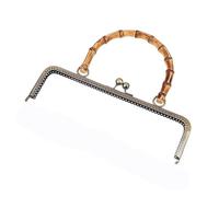 EYZJQSTUV Estructuras metálicas con cierre de beso, Marco de metal con cierre Kiss y mango bambú, claro oscuro, 20 cm 25(25cm Dark)