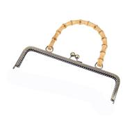 EYZJQSTUV Estructuras metálicas con cierre de beso, Marco de metal con cierre Kiss y mango bambú, claro oscuro, 20 cm 25(25cm Light)