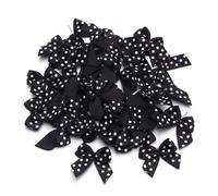 EYZJQSTUV Mini Lazos de Cinta, 30/60 Uds 2,5x2,5 cm Lazos de Cinta Raso Lunares Multicolor for Manualidades DIY(Black,30pcs)
