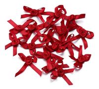 EYZJQSTUV Mini Lazos de Cinta, 50 Uds 3,5x4,5 cm Lazos de Cinta Rosa satén Multicolor Manualidades DIY Decoraciones for Envolver Regalos(Wine Red)