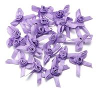 EYZJQSTUV Mini Lazos de Cinta, 50 Uds 3,5x4,5 cm Lazos de Cinta Rosa satén Multicolor Manualidades DIY Decoraciones for Envolver Regalos(Purple)