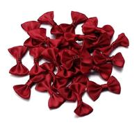EYZJQSTUV Mini Lazos de Cinta, 50 Uds 4x2,5 cm Lazos de Cinta poliéster Multicolor for Manualidades DIY Decoraciones Boda y Fiesta(Wine Red)