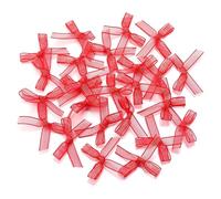 EYZJQSTUV Mini Lazos de Cinta, Flores de Lazo Gasa Multicolor, 3x35 mm, Paquete 50/100/200 Piezas for Manualidades DIY(Red,50Pcs)