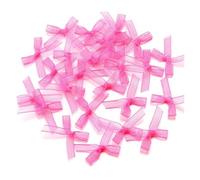 EYZJQSTUV Mini Lazos de Cinta, Flores de Lazo Gasa Multicolor, 3x35 mm, Paquete 50/100/200 Piezas for Manualidades DIY(Hot Pink,50Pcs)