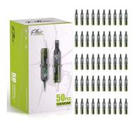 EZ Agujas para Cartuchos de Tatuaje Surtidos - 50piezas #10 Mixto (7RM 9RM 11RM 13RM 15RM) Bugpin Curved/Round Magnum Agujas Tatuaje para Máquina de Tatuajes - Venom