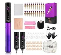 EZ Kit de Tatuaje - Kit de Máquina de Tatuar Completo con Permanent Makeup Máquina de tatuar bolígrafo con 3piezas Batería para principiantes y mujeres artistas del tatuaje (Lola Air Morado)