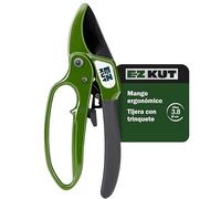EZ KUT Tijeras de Podar Profesionales con Trinquete y Yunque para Jardinería. Podadora de Mano para Cortar Ramas Gruesas de hasta 3cm de Diámetro. Herramienta Duradera Cuchilla Acero SK5 Antiadherente