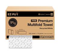 EZ-Pull - Papel de toalla de mano multiplegable de 1 capa, certificado FSC reciclado/blanco, 250 hojas x 16 unidades, P1F3L