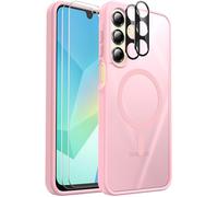 Ezanmull Funda magnética para Samsung Galaxy A16, a prueba de golpes, compatible con MagSafe, con 2 protectores de pantalla + 2 protectores de lente de cámara, funda translúcida antihuellas para