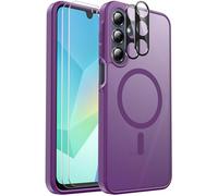 Ezanmull Funda magnética para Samsung Galaxy A16, a prueba de golpes, compatible con MagSafe, con 2 protectores de pantalla + 2 protectores de lente de cámara, funda translúcida antihuellas para