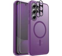 Ezanmull Funda magnética para Samsung Galaxy S24 FE a Prueba de Golpes, Compatible MagSafe, 2 Protectores de Pantalla + 2 Protectores de Lente, Funda translúcida antihuellas