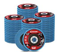 EZARC Discos abrasivos de abanico 115 mm, 50 unidades, grano 40, discos de láminas para acero inoxidable, metal y madera