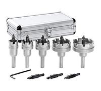 EZARC - Juego de sierra de corona de carburo, 5 piezas, cortador de punta de carburo con broca piloto para metales duros, acero inoxidable, hierro, aluminio, aleación