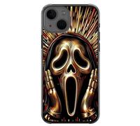 EZB Scream Ghost Face - Funda para teléfono compatible con iPhone, bordes flexibles que absorben los golpes, diseño de arte pop de terror, color rojo y dorado, grito de cara fantasma (iPhone 15 Plus)