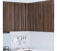 Ezbryzmatic Armario esquinero de pared Porto en aspecto de roble marrón de 57 x 57 x 100 cm, 2 puertas, 3 estantes, armario superior con espacio de almacenamiento para vajilla, despensa y cafetera