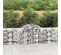 Ezbryzmatic Gaviones con arco alto, 14 unidades, 200 x 50 x 80/100 cm, hierro galvanizado, plateado, alambre de 3,5 mm, ancho de malla 5 x 10 cm, para exterior, terraza, jardín como macetero