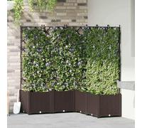 Ezbryzmatic Juego de 5 maceteros de polipropileno marrón, 120 x 120 x 143 cm, resistentes a la intemperie, para terraza, balcón, jardín, moderno macetero con enrejado para exteriores