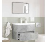 Ezbryzmatic Moderno juego de muebles de baño de hormigón antracita, 60 x 38,5 x 45 cm, montado en la pared, incluye cajón y cristal de espejo para baños pequeños, incluye bañera acrílica, dimensiones