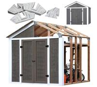 EZBUILDER Cobertizo de Almacenamiento de Techo de 7 x 8 pies para Garaje, Granero, Kit de Marco EZ con 24 ángulos de Acero galvanizado y 12 Placas Base (no Incluye Madera)