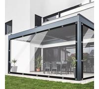 Ezcasch Lona transparente con ojales, 2,5 x 3,5 m, 420 g/m², lona protectora impermeable como protección contra la lluvia, el viento y el polvo, para exteriores con cuerda y bridas