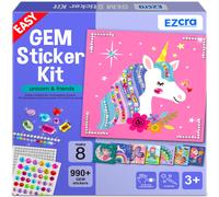 Ezcra Easy Arts and Crafts for Kids - Fun Gem Sticker Kit - 8 Temas de princesas de unicornio 990+ Pegatinas - Gem Art for Kids - Diamond Art Kit